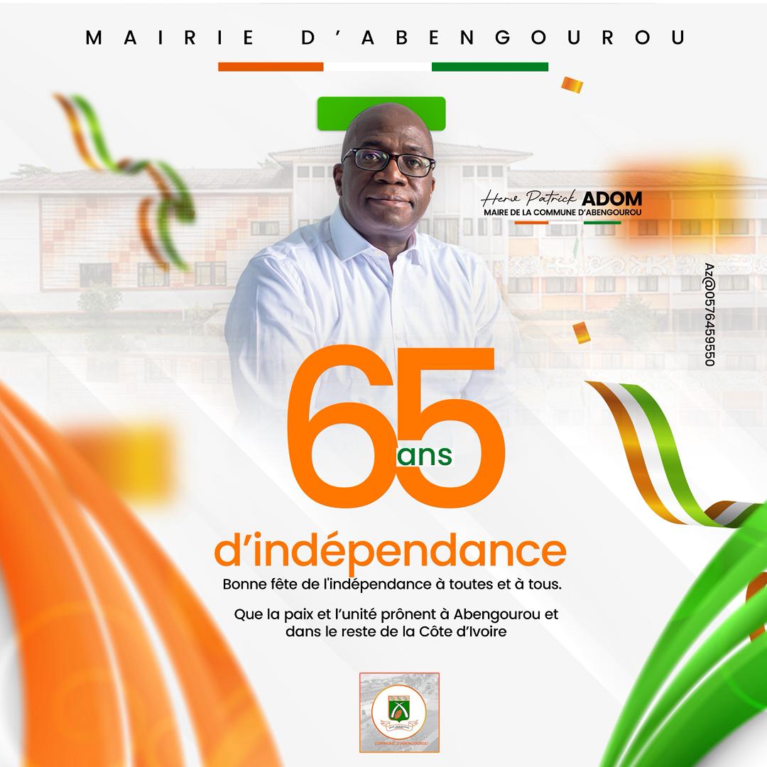 65e anniversaire de la Côte d’Ivoire / Le Maire d’Abengourou livre un message d’espoir