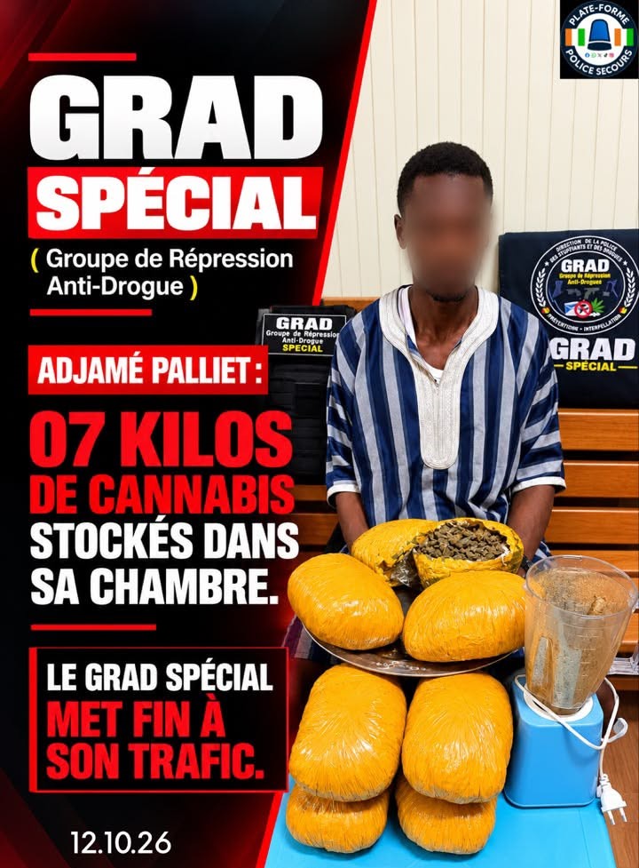 Adjamé-Paillet / Sept kilos de cannabis découverts dans une chambre